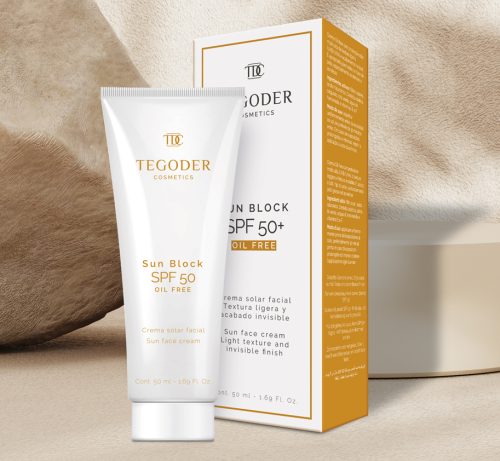 Imagen de la Crema Solar Sun Block SPF 50 Oil Free de Tegoder Cosmetics.